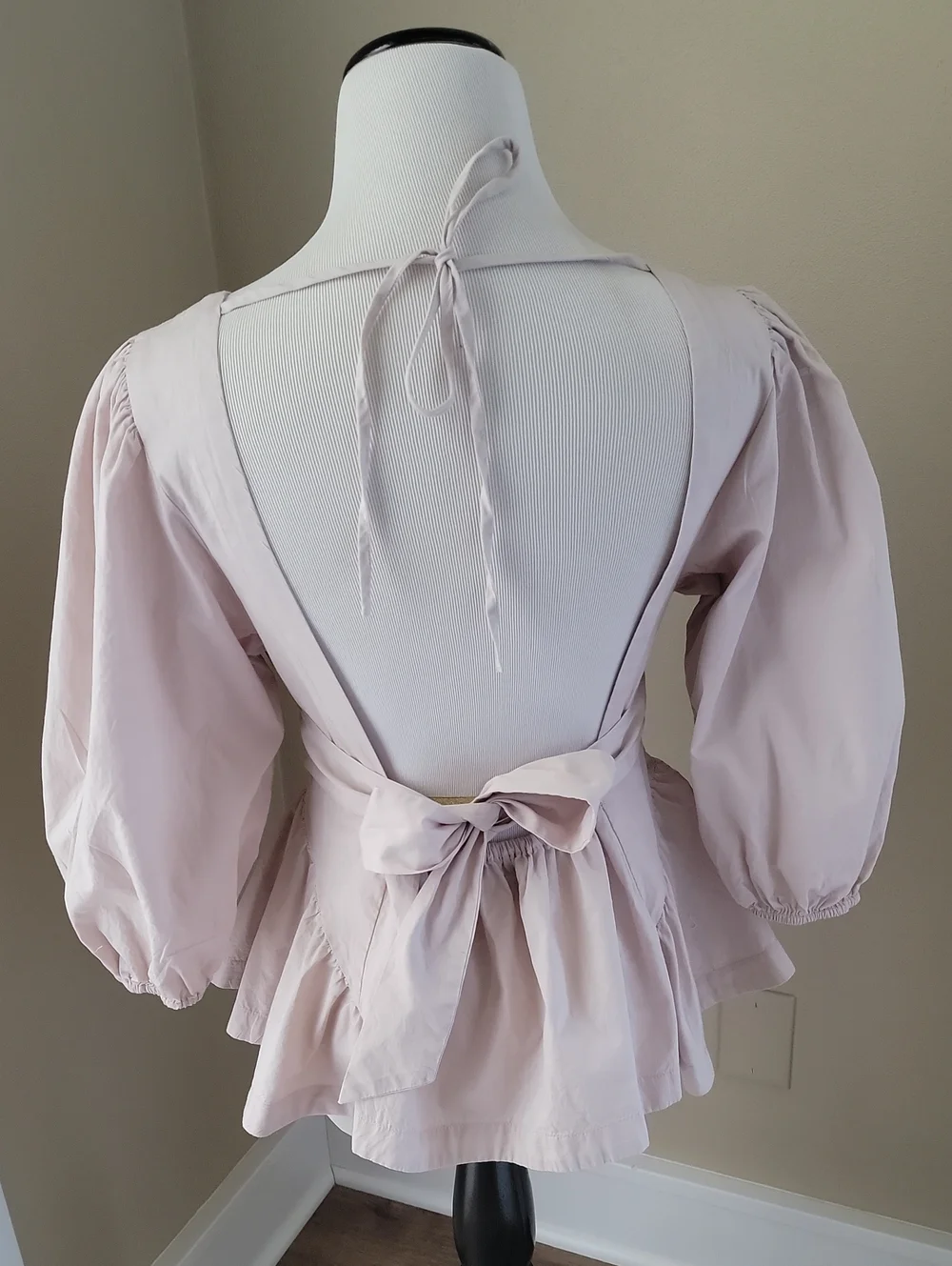 NWOT Sz. S Free People Women's Light Pink Square Neck Peplum Blouse